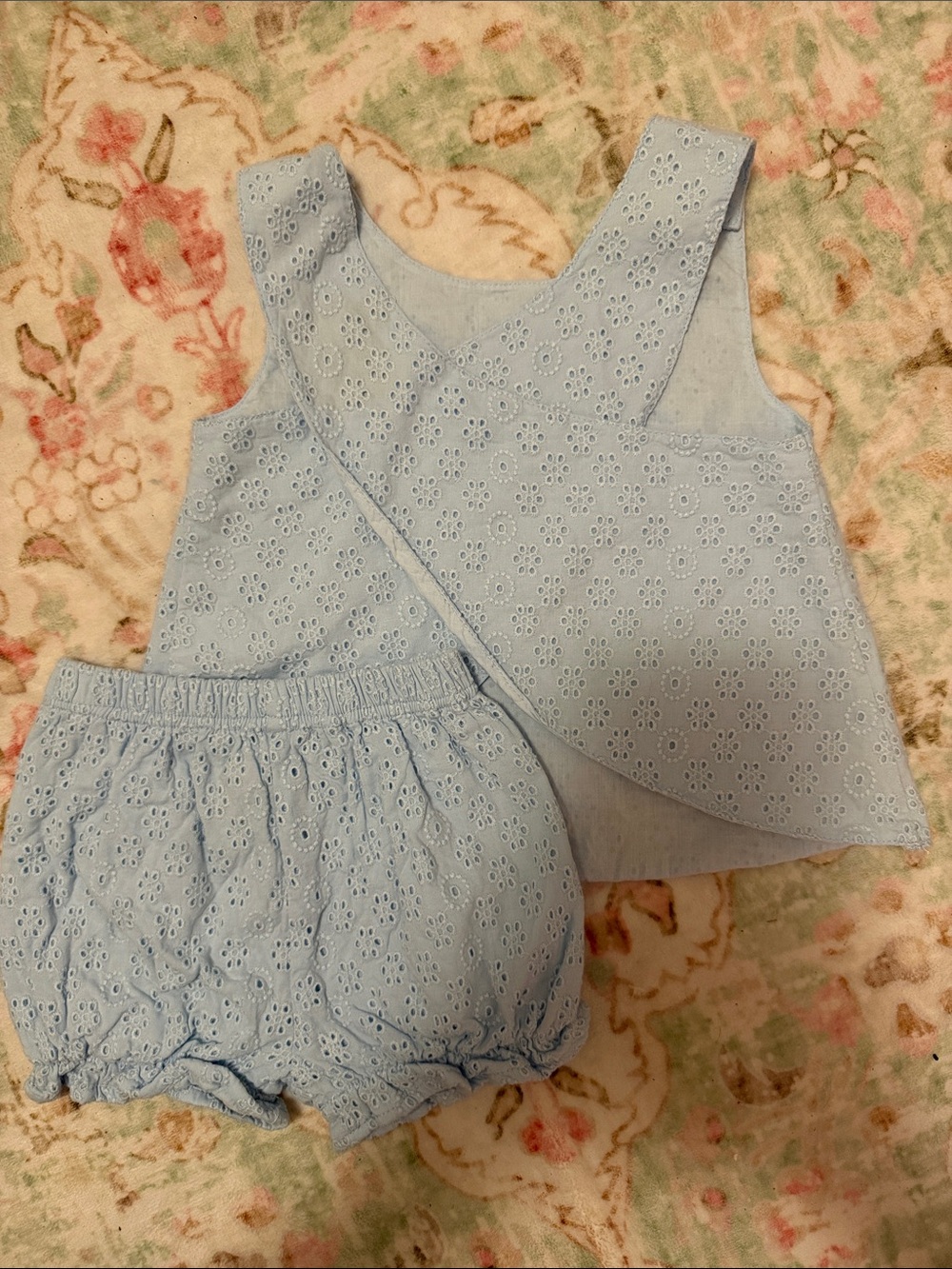 TBBC Light Blue Eyelet Two-Piece Baby Outfit